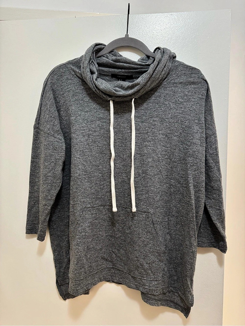 Forever 21 Cowl Neck Hoodie in Gray Size Small